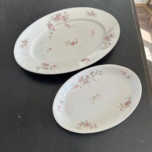 Platter Victoria China Czechoslovakia Flower Pink Floral Set of 2